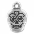 Breloque t�te de mort 18 mm argent� vieilli x1