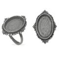 Ring base 18x13mm old silver tone x1