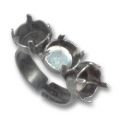 Bague 3 sertis 8 mm argent� vieilli x1