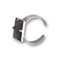 Anillo con regadera cuadrada 15 mm plateado envejecido