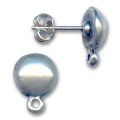 Clous d'oreilles demi-boule 10 mm argent� vieilli x2
