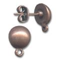 Clous d'oreilles demi-boule 10 mm cuivr� vieilli x2