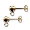 Clous d'oreilles boule 4 mm en alliage d'Or Jaune 14 Carats x2