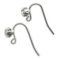 Crochets d'oreilles 14 mm avec Strass rhodi� x2