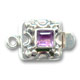 Fermoir carr� 20 mm Argent 925 incrust� d'Amethyste