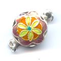 Fermoir Cloisonn� fleur 11 mm Argent 925  x1