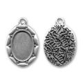 M�daillon pour cabochon 16x12 mm argent� vieilli x1