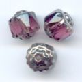 Antique Fire Polished faceted beads  6mm Amethyst Old Silver x20