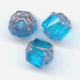 Antique Fire Polished faceted beads  6mm Dark Aquamarine Bronze