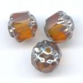 Antique Fire Polished faceted beads  6mm Dark Topaz Old Silver x