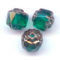 Antique Fire Polished faceted beads  6mm Emerald Bronze x20