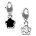 Fleur double face 14 mm Jet/strass Crystal  x1
