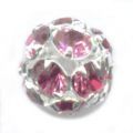 Boule Strass 8 mm argent�e Light Rose