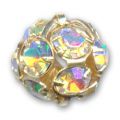 Boule Strass 16 mm dor�e Crystal AB