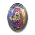 Bouton verre 34x24 mm Crystal Volcano/Gold