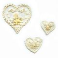 Broderie Thermocollante Coeur Cr�me x3
