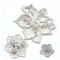 Broderie Thermocollante Fleurs Gris x3