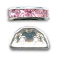 Rondelle Demi-Lune 14x8 mm argent�e Light Rose x1