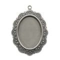 M�daillon pour cabochon 25x18 mm argent� vieilli x1