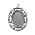 M�daillon pour cabochon 18x13 mm argent� vieilli x1