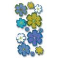 Cama�eu de fleurs autocollantes Bleu/Vert x12