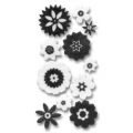 Cama�eu de fleurs autocollantes Noir/Blanc x11