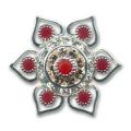 Flor 29 mm Dark Red Coral/Crystal/Greige x1