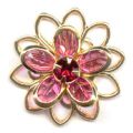Flor dorado 20 mm Rose/Ruby x1