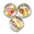 Ronde feuille d'or 12 mm Rose/Bleu x1