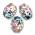 Olives 16x12 mm Noir/Rose x4