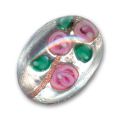 Cabochon  artisanal Crystal feuille d'Argent 18x13 mm