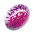 Cabochon artisanal 18x13 mm feuille d'argent Fuschia