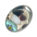 Cabochon artisanal 18x13 mm feuille d'argent/Lime