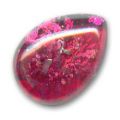 Cabochon artisanal 25x18 mm feuille d'argent Fuschia