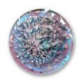 Cabochon artisanal 35 mm feuille d'argent Aqua/Amethyst