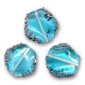 Hexagone d�cor cuivr� 14x10 mm Aquamarine