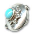 Bomb�e incrust�e de Turquoise 14 mm en Argent 925 x1
