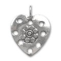 Breloque coeur trou� 18 mm Argent 925 oxyd� x1