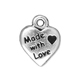 Breloque coeur Made with love 12,5 mm Argent 925 oxyd� x1