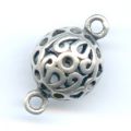 Boule filigran�e 10 mm 2 anneaux argent� vieilli
