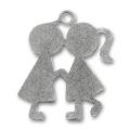Breloque 2 enfants 26 mm argent� vieilli x1