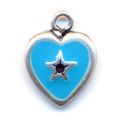 Breloque coeur �maill�e 12 mm turquoise x1