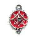 Breloque �maill�e  9 mm rouge paillet� x1