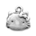 Breloque Chaton 18 mm argent� vieilli x1