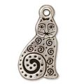 Breloque chat spirale 18 mm argent� vieilli x1