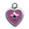 Breloque coeur �maill�e 12 mm violet x1