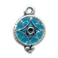 Breloque �maill�e  9 mm turquoise paillet� x1
