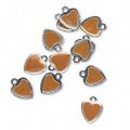 Breloque coeur �maill�e  9 mm Camel x1
