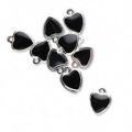 Breloque coeur �maill�e  9 mm Noir x1