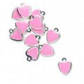 Breloque coeur �maill�e  9 mm Rose x1